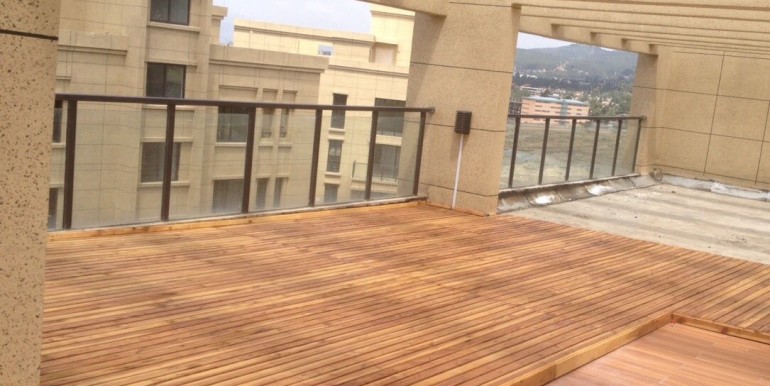 200 square meters big private terrace with a great view over Addis Abeba, you can see the Bole International airport